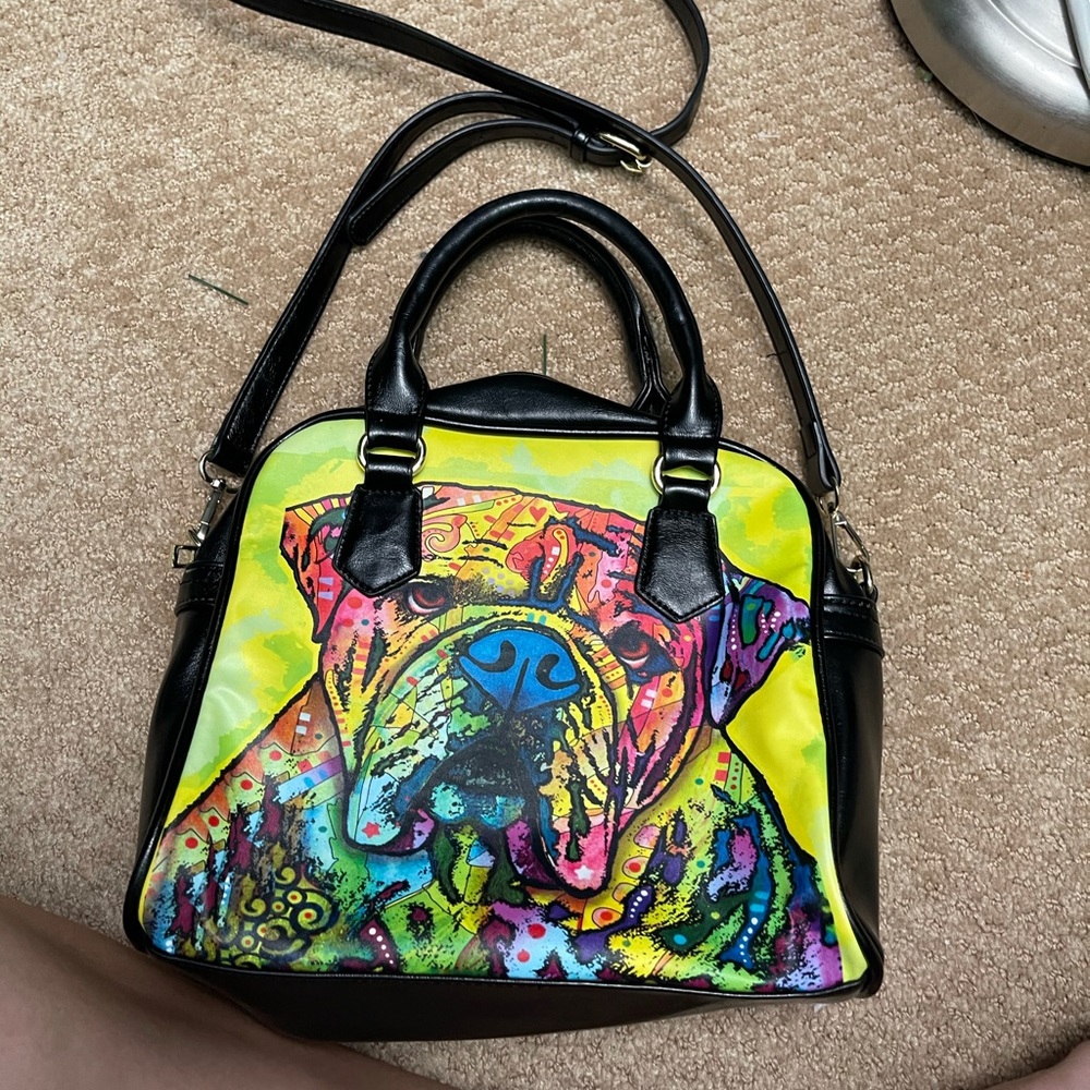 No brand, bulldog colorful purse